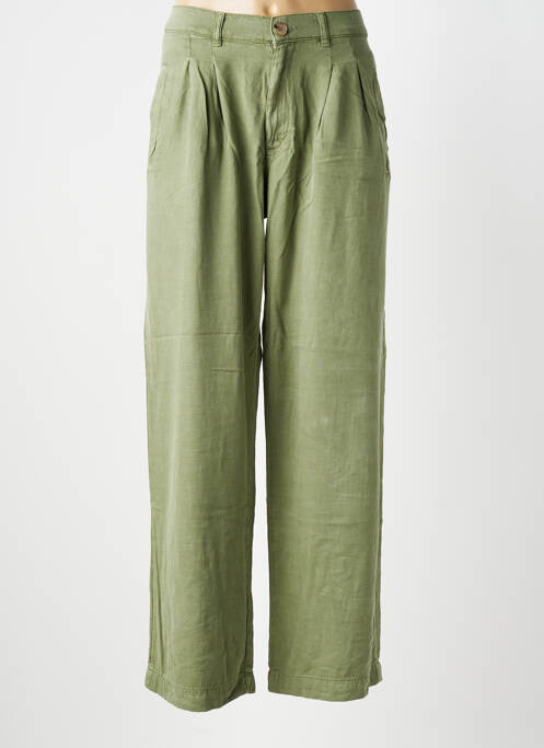 Pantalon large tissage popeline taille normale vert REIKO femme