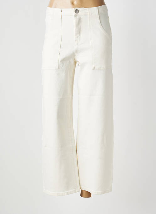 Pantalon large fermeture zippée sous rabat boutonné taille normale beige SUNCOO femme