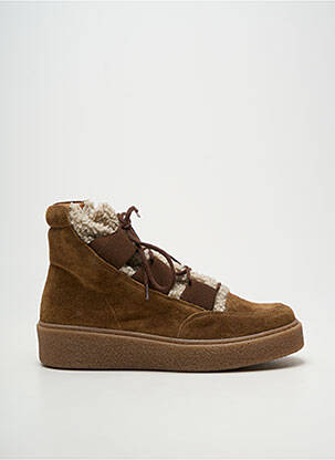 Baskets matière lisse talon de 4 à 6cm marron SMS femme