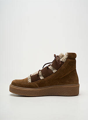 Baskets matière lisse talon de 4 à 6cm marron SMS femme