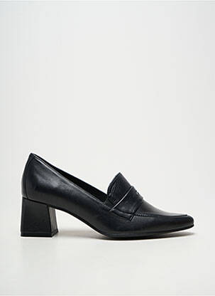 Mocassins tissage satiné talon de 4 à 6cm noir GEO-REINO femme