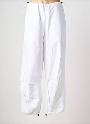 Pantalon droit tissage popeline taille normale blanc URBAN BY ALEMBIKA femme