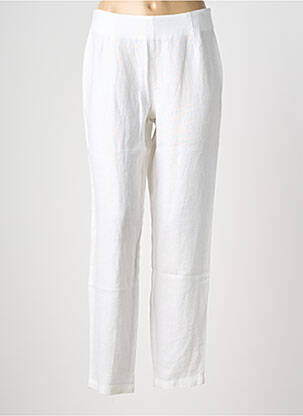 Pantalon droit tissage crêpe taille haute beige KOKOMARINA femme