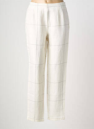 Pantalon droit tissage crêpe taille haute beige KOKOMARINA femme