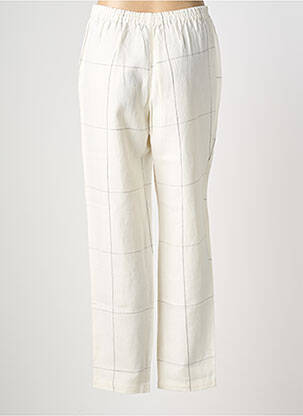 Pantalon droit tissage crêpe taille haute beige KOKOMARINA femme