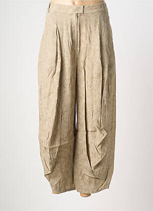 Pantalon large fermeture zippée sous rabat boutonné taille haute beige CPC femme