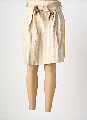 Jupe mi-longue taille à pinces beige YES.ZEE femme
