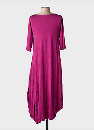 Robe longue col v manches 3/4 violet IZAC femme