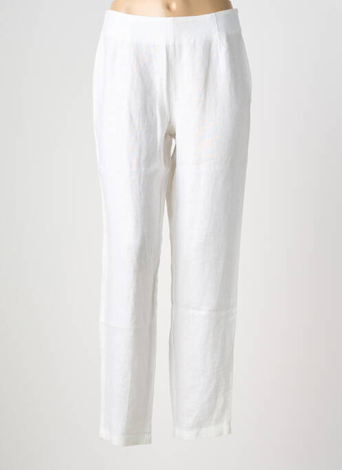 Pantalon droit tissage crêpe taille haute beige KOKOMARINA femme