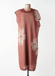 Robe mi-longue imprimé fantaisie manches courtes marron CPC femme