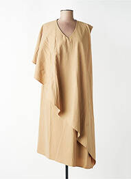 Robe mi-longue manches courtes manches courtes beige CPC femme