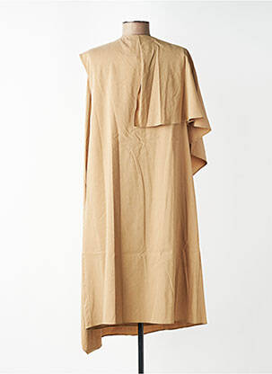 Robe mi-longue manches courtes manches courtes beige CPC femme