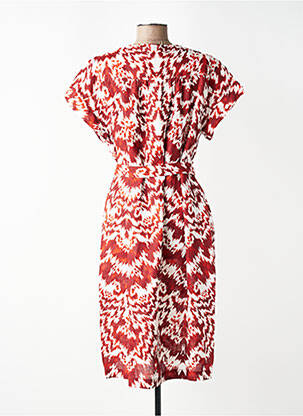 Robe mi-longue imprimé fantaisie manches courtes orange ZYGA femme