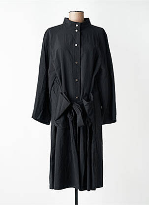 Robe mi-longue tissage crêpe manches longues noir CPC femme