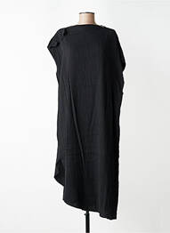 Robe mi-longue tissage crêpe manches courtes noir CPC femme