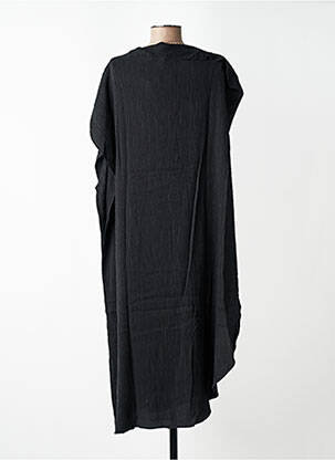 Robe mi-longue tissage crêpe manches courtes noir CPC femme