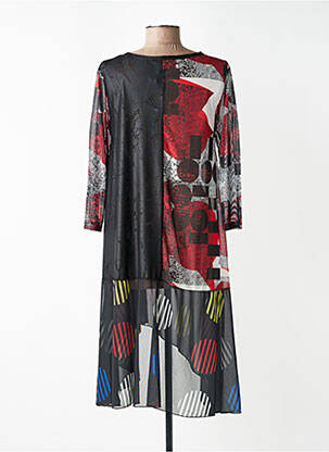 Robe mi-longue manches 3/4 manches 3/4 noir KOZAN femme