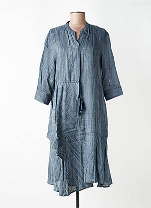 Robe mi-longue manches 3/4 manches 3/4 bleu CPC femme