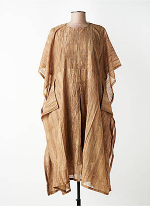 Robe mi-longue manches courtes manches courtes marron CPC femme