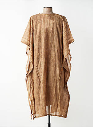 Robe mi-longue manches courtes manches courtes marron CPC femme