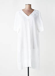 Robe mi-longue manches courtes manches courtes blanc ZYGA femme