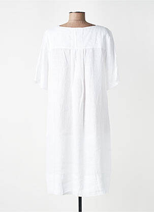 Robe mi-longue manches courtes manches courtes blanc ZYGA femme