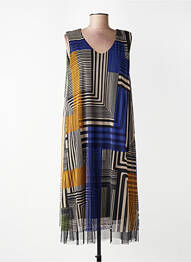 Robe mi-longue imprimé fantaisie sans manche bleu KOZAN femme