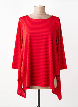 Top stretch manches 3/4 rouge KOZAN femme