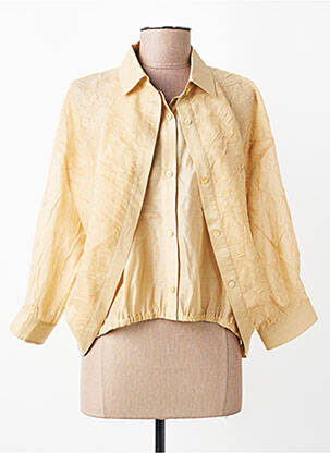 Chemisier fermeture boutonnée sur le devant manches 3/4 beige CPC femme