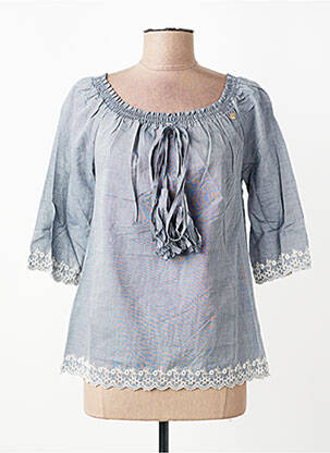 Top col rond manches 3/4 bleu YES.ZEE femme