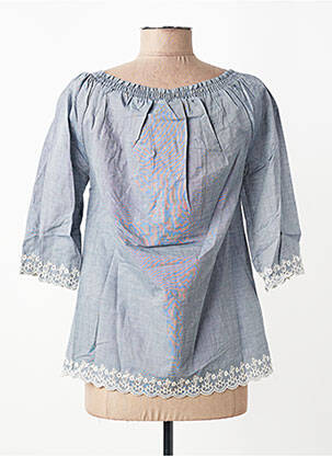 Top col rond manches 3/4 bleu YES.ZEE femme