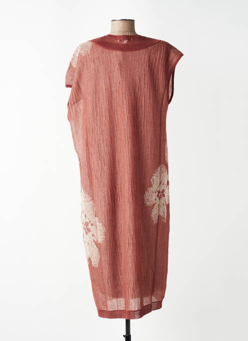Robe mi-longue imprimé fantaisie manches courtes marron CPC femme