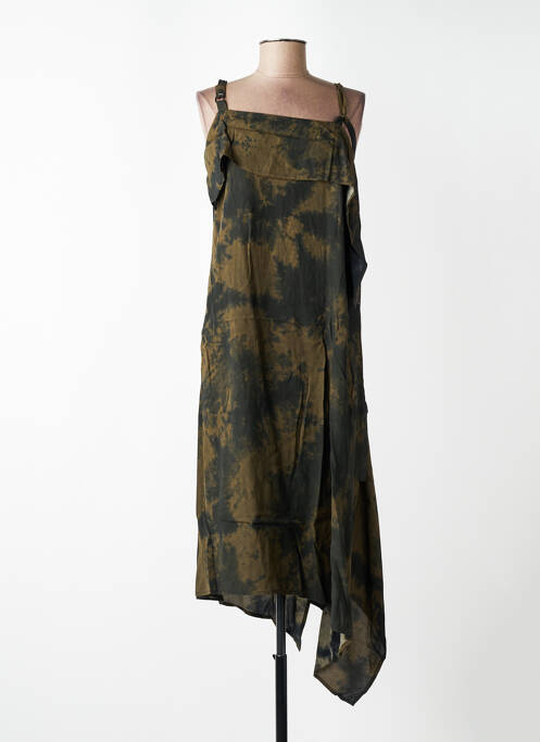 Robe mi-longue imprimé fantaisie sans manche vert CPC femme