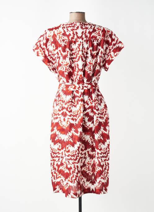 Robe mi-longue imprimé fantaisie manches courtes orange ZYGA femme