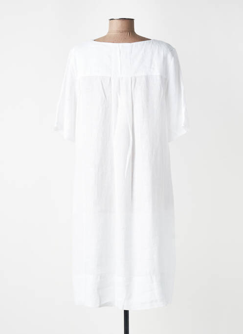 Robe mi-longue manches courtes manches courtes blanc ZYGA femme