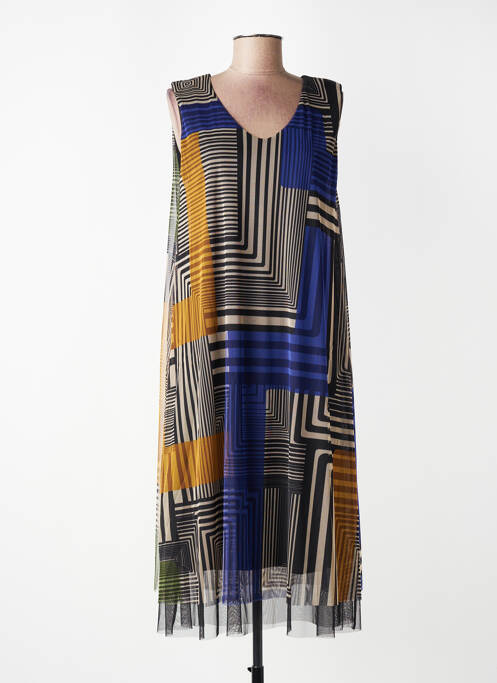 Robe mi-longue imprimé fantaisie sans manche bleu KOZAN femme
