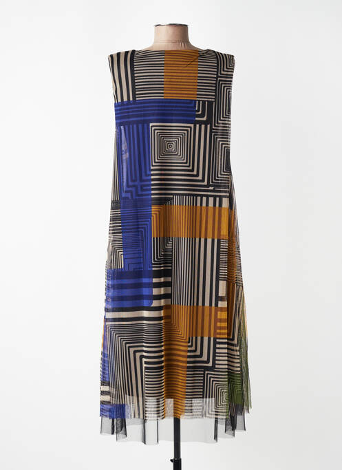 Robe mi-longue imprimé fantaisie sans manche bleu KOZAN femme
