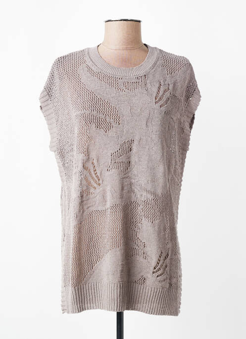 Top imprimé fantaisie manches courtes marron CPC femme