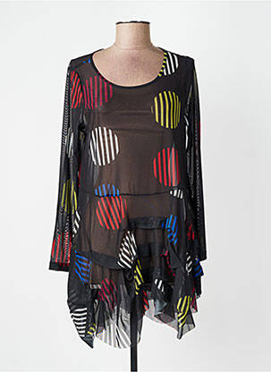 Tunique manches longues légère et transparente noir KOZAN femme