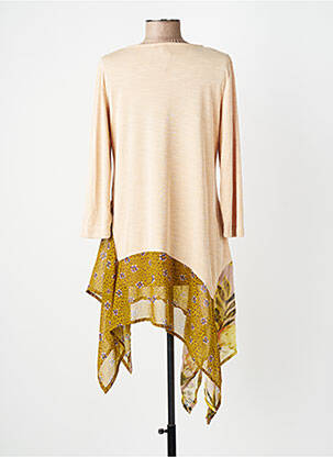 Tunique manches longues tissage crêpe beige ALEMBIKA femme