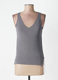 Pull col v sans manche gris CPC femme