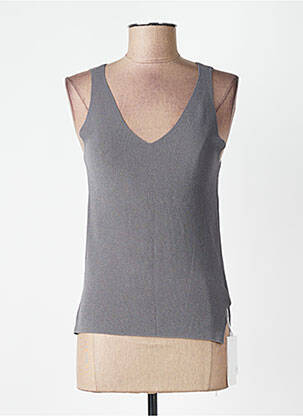 Pull col v sans manche gris CPC femme