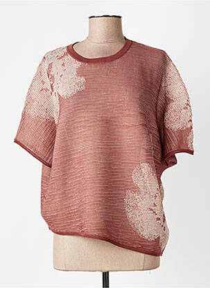 Pull stretch manches courtes marron CPC femme