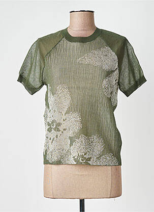 Pull coupe cintrée manches courtes vert CPC femme