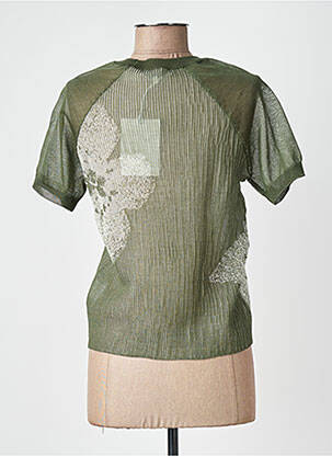 Pull coupe cintrée manches courtes vert CPC femme