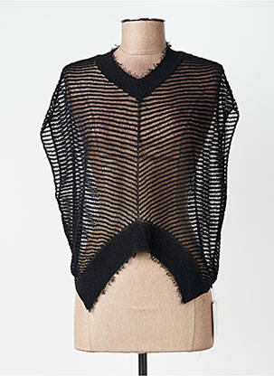 Pull maille ajourée manches courtes noir CPC femme
