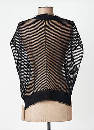 Pull maille ajourée manches courtes noir CPC femme
