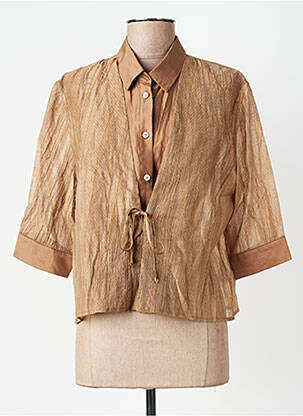 Chemisier coupe fluide manches 3/4 marron CPC femme