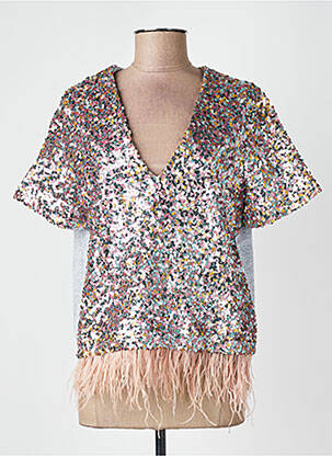 Top stretch manches courtes gris DIXIE femme
