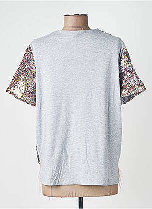 Top stretch manches courtes gris DIXIE femme